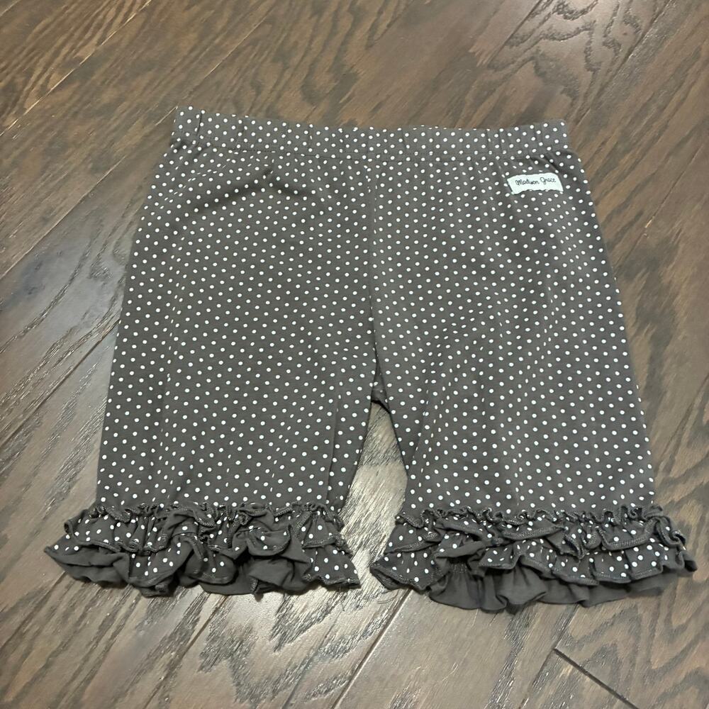 Madison Grace Boutique Ruffle Shorts Girls Brown Polka Dot Size 14